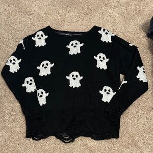 Black Ghost Pattern Sweater